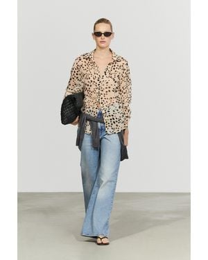 MASSIMO DUTTI Animal Print Flowing Shirt - Blue