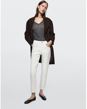 MASSIMO DUTTI Jeans Slim Fit Cropped Tiro Medio - Blanco