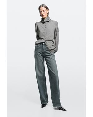 MASSIMO DUTTI High-Waist Wide-Leg Jeans - Blue