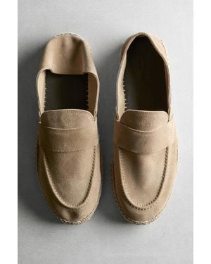 MASSIMO DUTTI Alpargata Con Pieza Piel Serraje - Negro