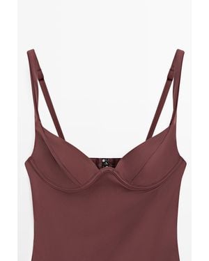 MASSIMO DUTTI Swimsuit With Underwire And Wide Straps - Purple
