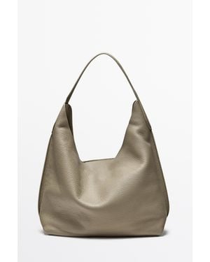 MASSIMO DUTTI Bolso Medium De Hombro Piel Napa - Gris