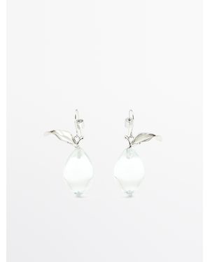 MASSIMO DUTTI Pendientes Limón Vidrio Mini - Neutro