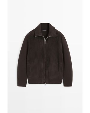 MASSIMO DUTTI Jack Van Gemengde Stof, Leer En Suède - Zwart