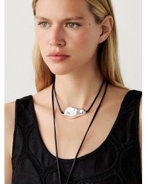 MASSIMO DUTTI Vestido Midi Detalle Bordado - Negro
