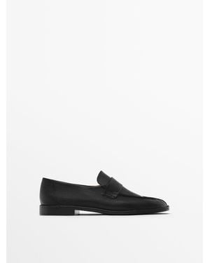MASSIMO DUTTI Soft Penny Loafers - White