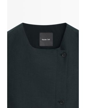 MASSIMO DUTTI Chaleco Botonadura Asimétrica Con Lino - Negro