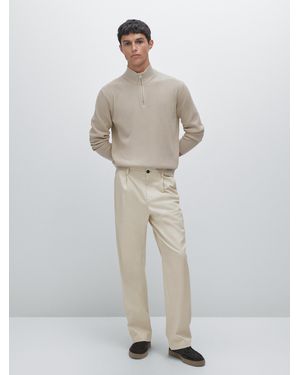MASSIMO DUTTI Maglia Con Collo Mock - Bianco