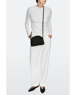 MASSIMO DUTTI Split Suede Leather Crossbody Bag - White