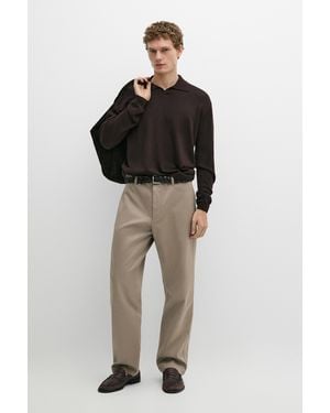 MASSIMO DUTTI Polo Collar Knit Jumper - Black