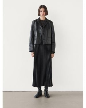 MASSIMO DUTTI Falda Midi Fluida Plisada - Blanco