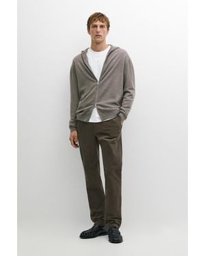 MASSIMO DUTTI 100% Cashmere Knit Cardigan With Hood - Grey