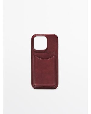 MASSIMO DUTTI Nappa Leather Iphone 16 Pro Case - Red