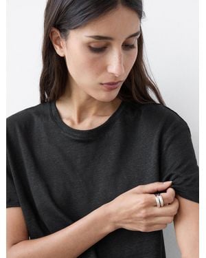 MASSIMO DUTTI Linen Short Sleeve T-Shirt - Black