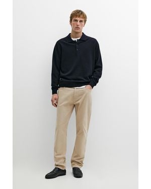 MASSIMO DUTTI Wool Cashmere Blend Polo Jumper - Blue