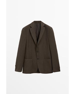 MASSIMO DUTTI Linen Suit Blazer - Brown