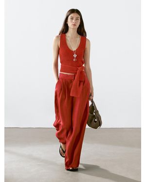 MASSIMO DUTTI Flowing Trousers With Darts - Red