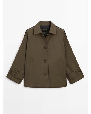MASSIMO DUTTI Kurzer Trenchcoat Mit Raglanärmeln - Braun - Xs