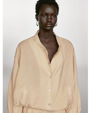 MASSIMO DUTTI Bomber Morbido Con Laccio - Neutro