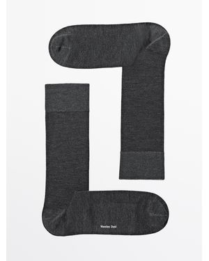 MASSIMO DUTTI Plain Knit Socks With Silk - Grey