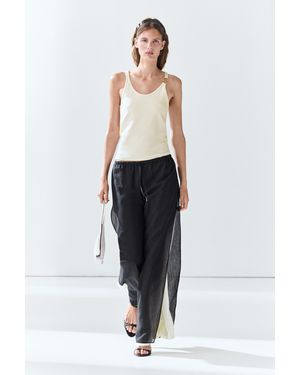 MASSIMO DUTTI Cotton Blend Top With Jewel Detail - Natural