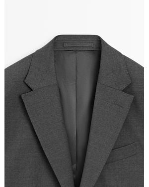 MASSIMO DUTTI 100% Cool Wool Suit Blazer - Black