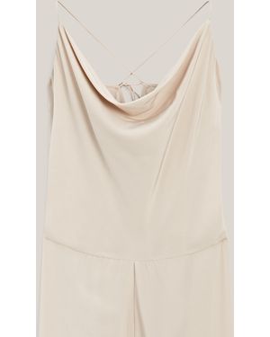 MASSIMO DUTTI 100% Silk Slip Dress - Natural