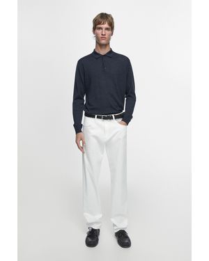 MASSIMO DUTTI Slim Fit Denim-Effect Trousers - Blue