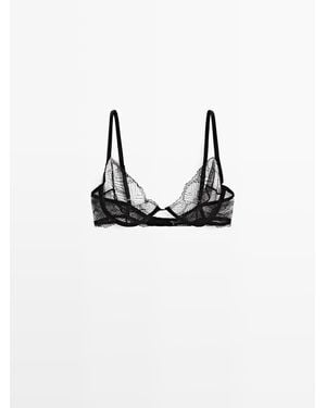 MASSIMO DUTTI Lace Bra With Underwire - White