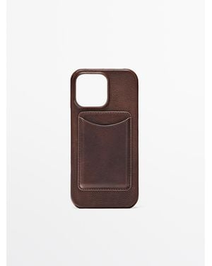 MASSIMO DUTTI Nappa Leather Iphone 16 Pro Max Case - Brown