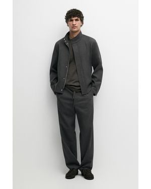MASSIMO DUTTI 100% Wool Overshirt - Black