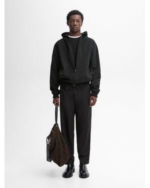 MASSIMO DUTTI Wool Blend Double-Faced Hoodie - Black