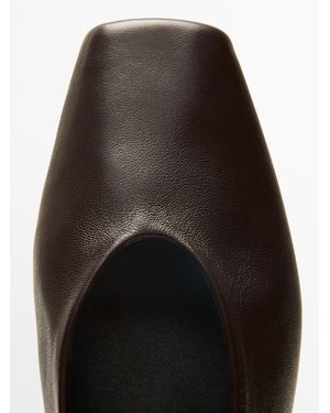 MASSIMO DUTTI Tied Leather Ballet Flats - Black