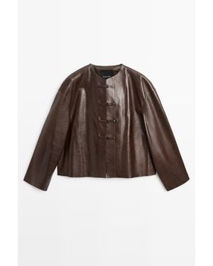 MASSIMO DUTTI Nappaleren Jack Met Houtje-Touwtjesluiting - Bruin