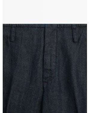 MASSIMO DUTTI Wide-Leg Linen Pants - White