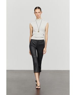 MASSIMO DUTTI Leather Capris - Black