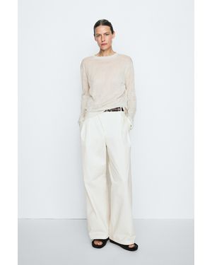 MASSIMO DUTTI Long Sleeve Fine Knit Sweater - Multicolor