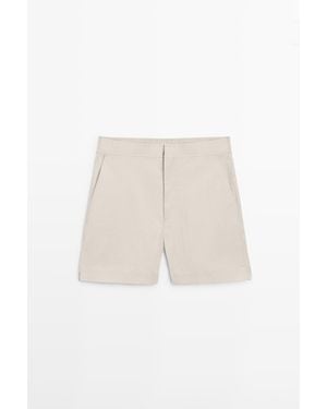MASSIMO DUTTI Plain Swimming Trunks With Waist Detail - Natural