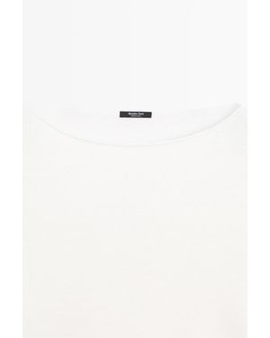 MASSIMO DUTTI Linen Boat Neck Knit Jumper - White
