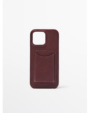 MASSIMO DUTTI Nappa Leather Iphone 16 Pro Max Case - Purple