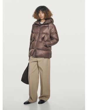 MASSIMO DUTTI Water-Repellent Shiny 80% Down, 20% Feather Jacket - Brown