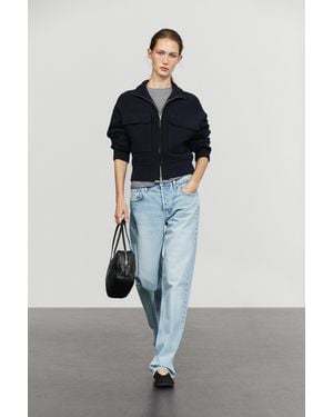 MASSIMO DUTTI Strickcardigan Mit Reißverschluss Und Baumwolle - Blau