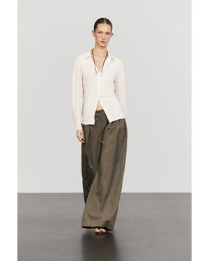 MASSIMO DUTTI Flowing Wide-Leg Technical Pleated Pants - Multicolor