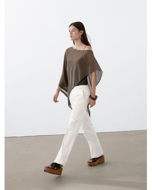 MASSIMO DUTTI Asymmetric Linen Blend Cape - White