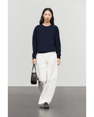 MASSIMO DUTTI Wool Blend Knit Sweater With Round Neck - Blue