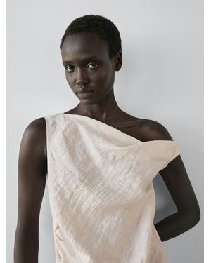 MASSIMO DUTTI Asymmetric Top With Knot Detail - Natural