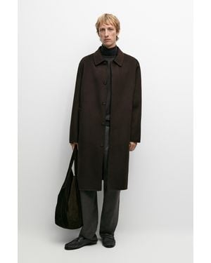 MASSIMO DUTTI Abrigo Tejido Doble 100% Cashmere - Negro
