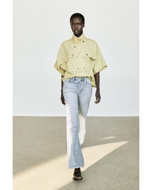 MASSIMO DUTTI Short Sleeve Linen Shirt With Snap Buttons - Natural