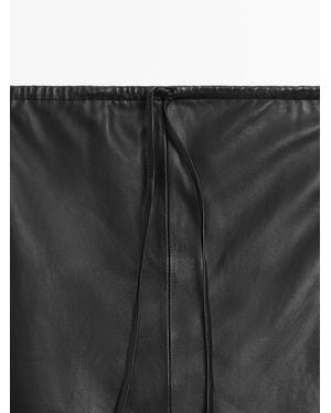 MASSIMO DUTTI Nappa Leather Midi Skirt - White