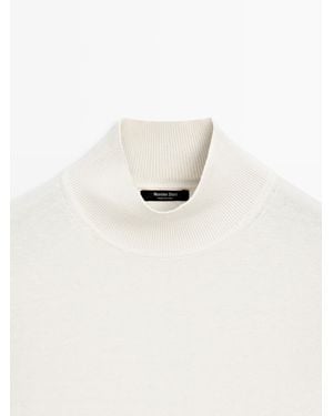 MASSIMO DUTTI Silk Blend Knit Jumper With Back Detail - White